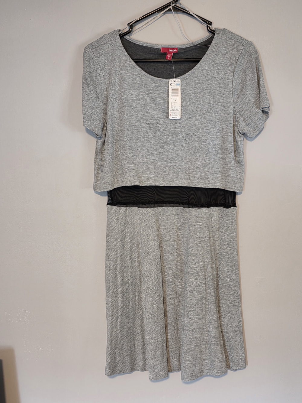 BONGO Gray and Black Layered Midi Dress